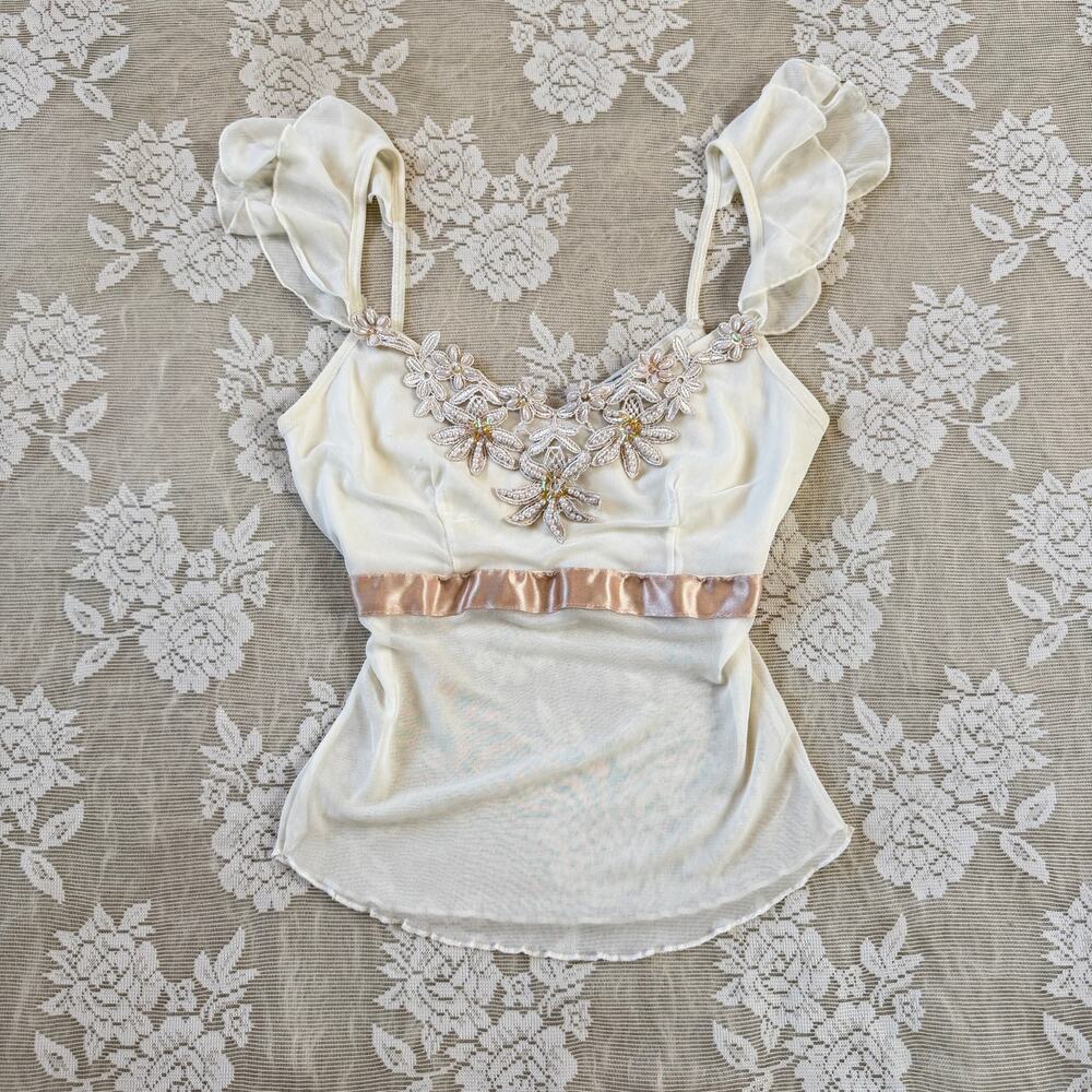 Vintage Y2K Bebe Paris Embellished Fairy Top Size S/M